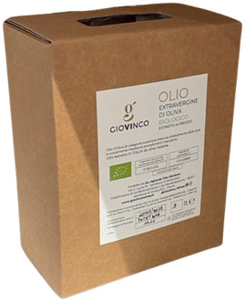 Giovinco extra virgin olive oil organic cold extracted - 3 liters Bag in Box